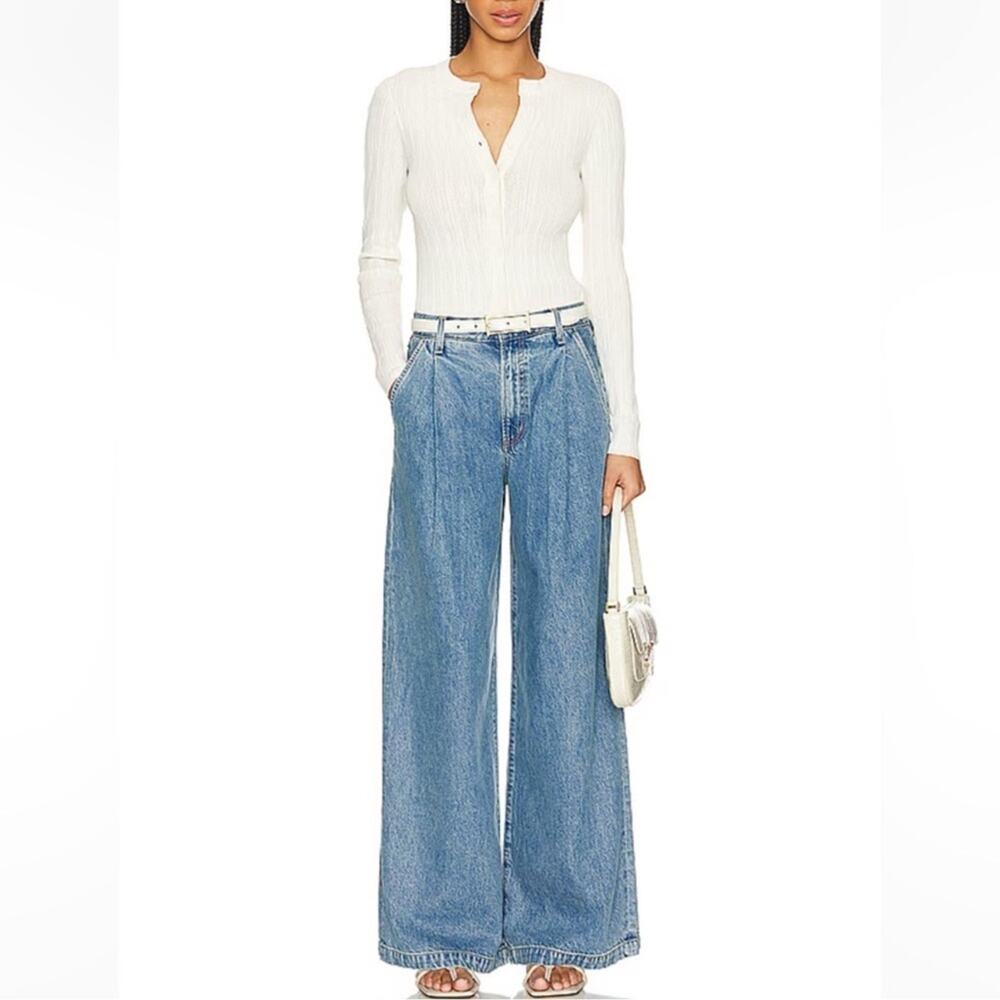 AGOLDE Women’s Ellis Trouser High Waisted Baggy Wide Leg Blue Jeans Size 31